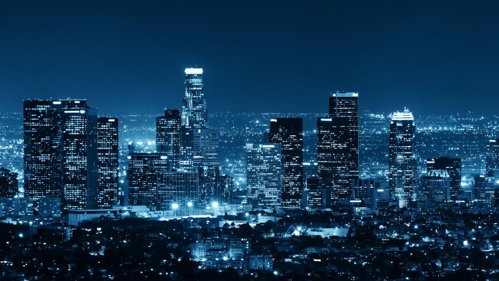 Bluish Los Angeles night wallpaper