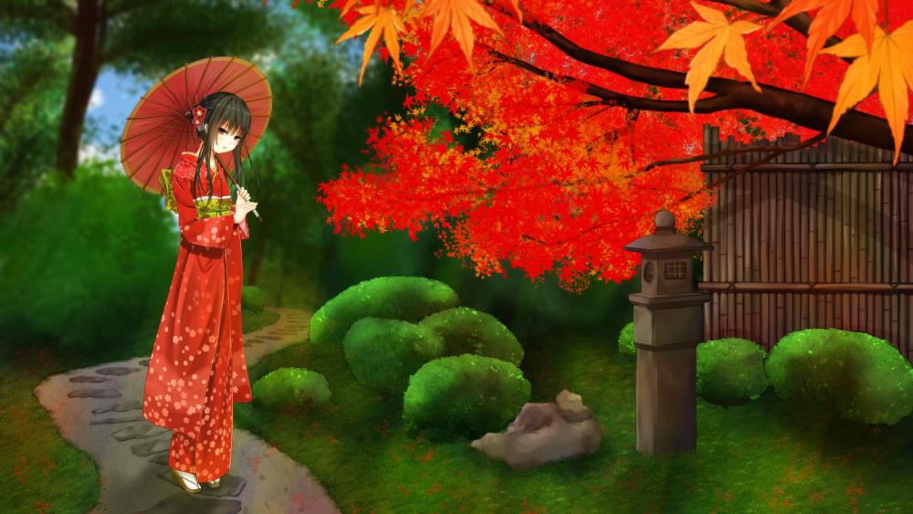 Oriental anime girl wallpaper