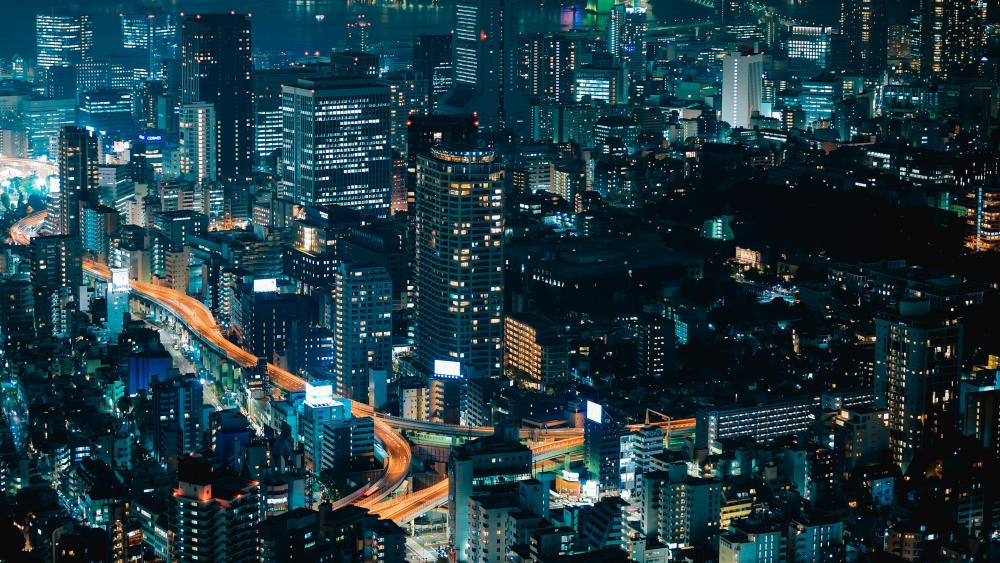 Tokyo in motion at night wallpaper