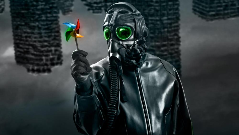 Masked guy with rotating Fan wallpaper