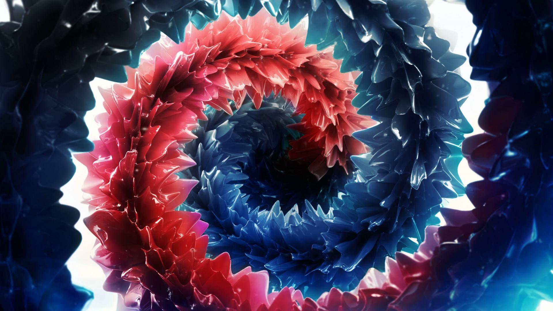 3D red and blue deep art wallpaper backiee