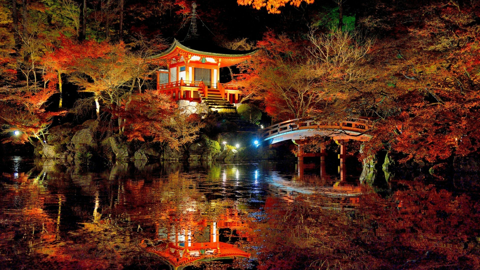 Autumn night over Daigo-ji temple, Kyoto, Japan - backiee