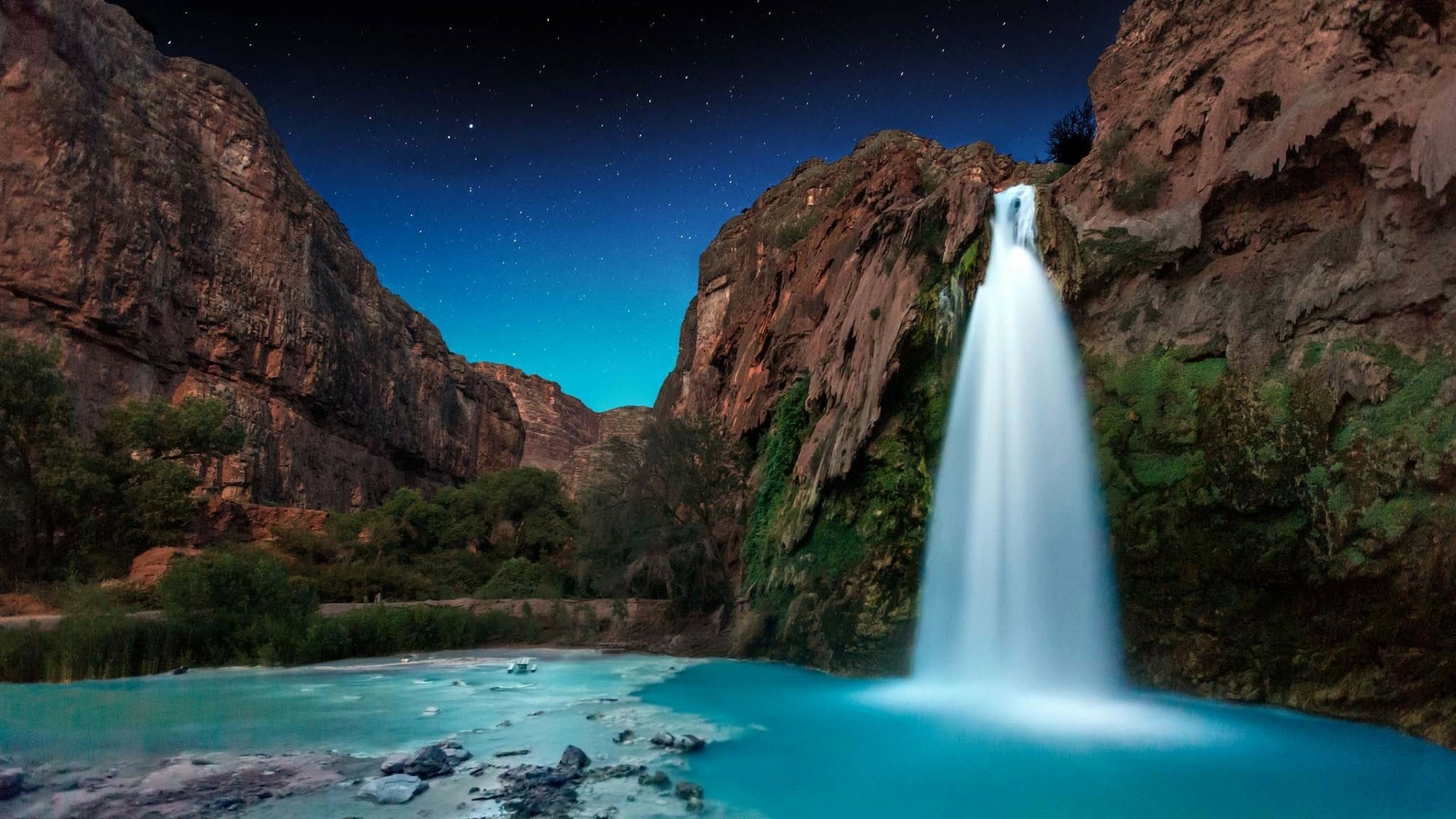 Havasu Falls At Night, Arizona Wallpaper - Backiee