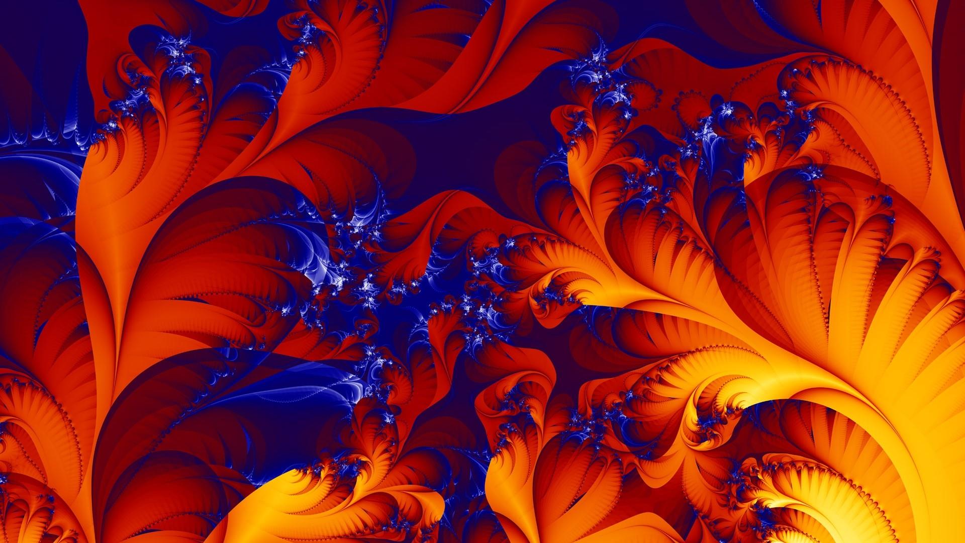 Orange and blue fractal art wallpaper - backiee