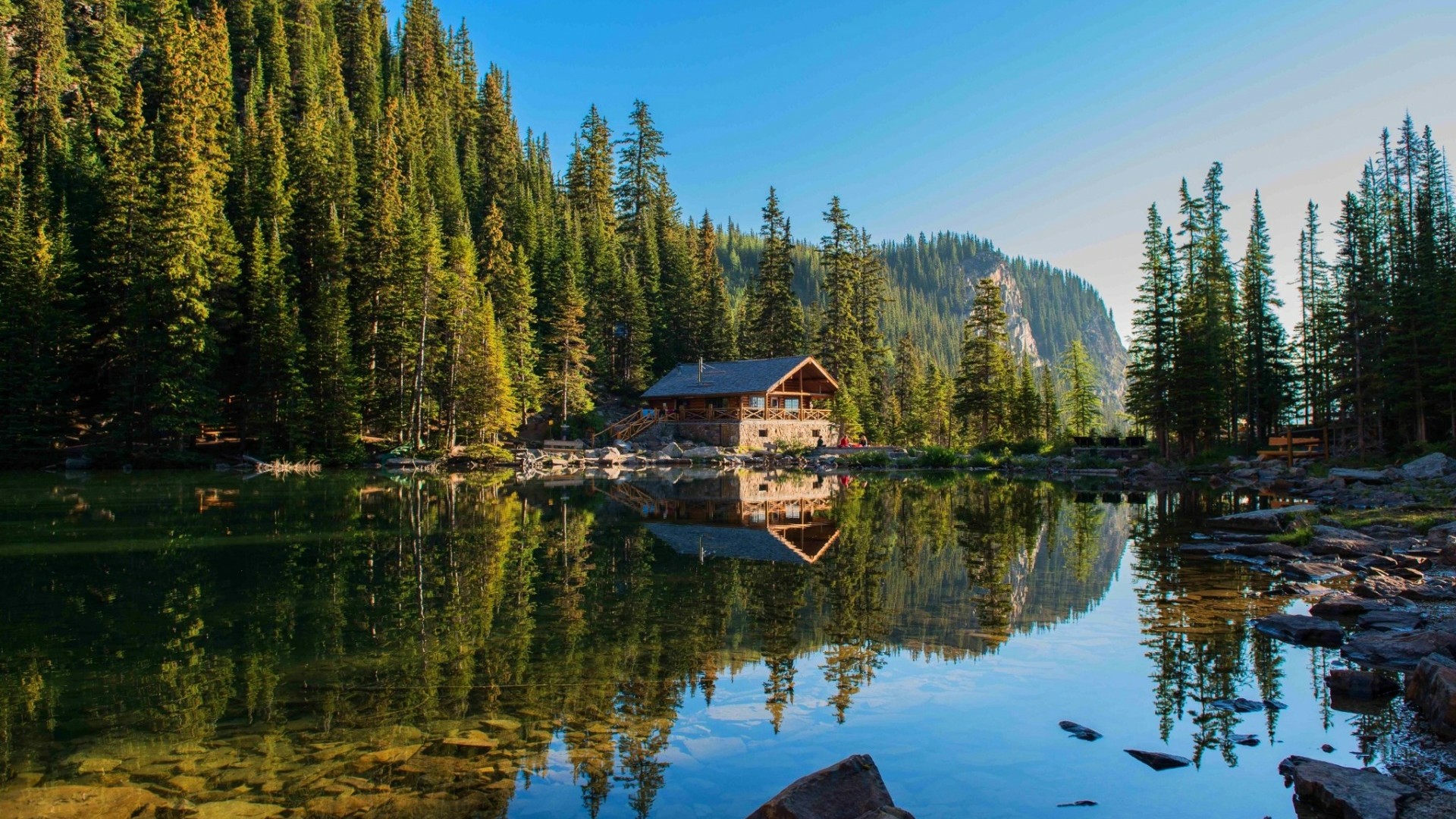 Cabin in a lake - backiee