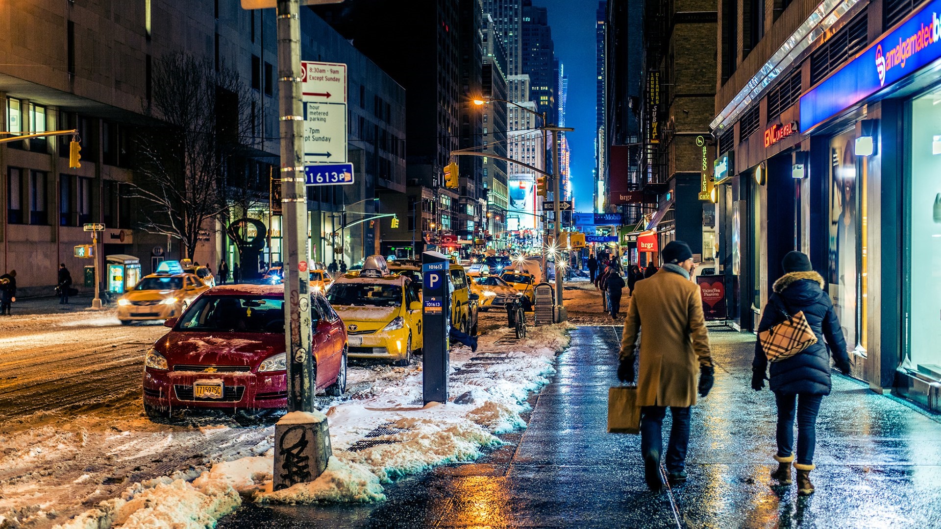 Улицы Нью-Йорка зимой Манхеттен