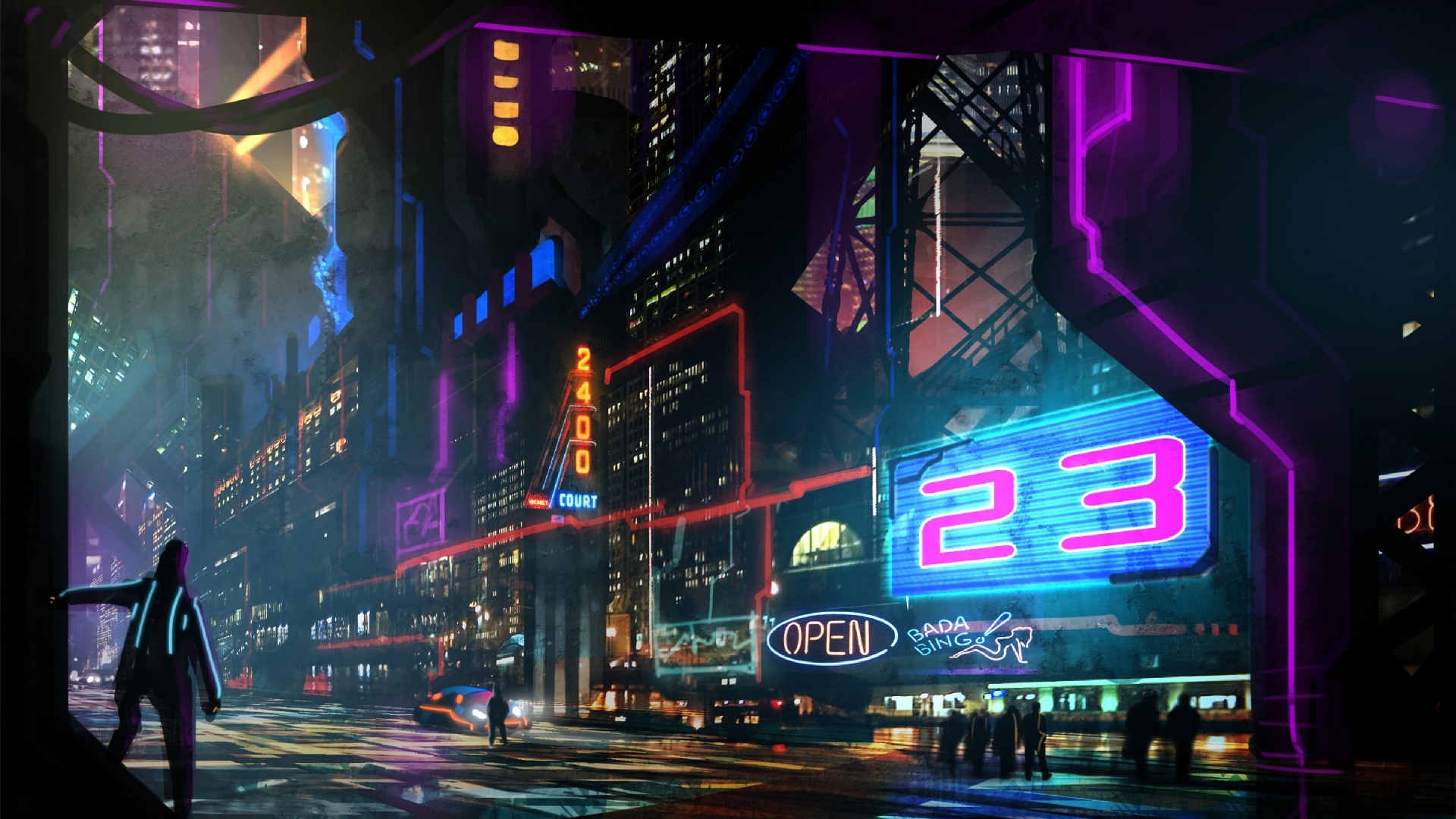 Neon city Wallpaper 4K, Futuristic city, Cyber city