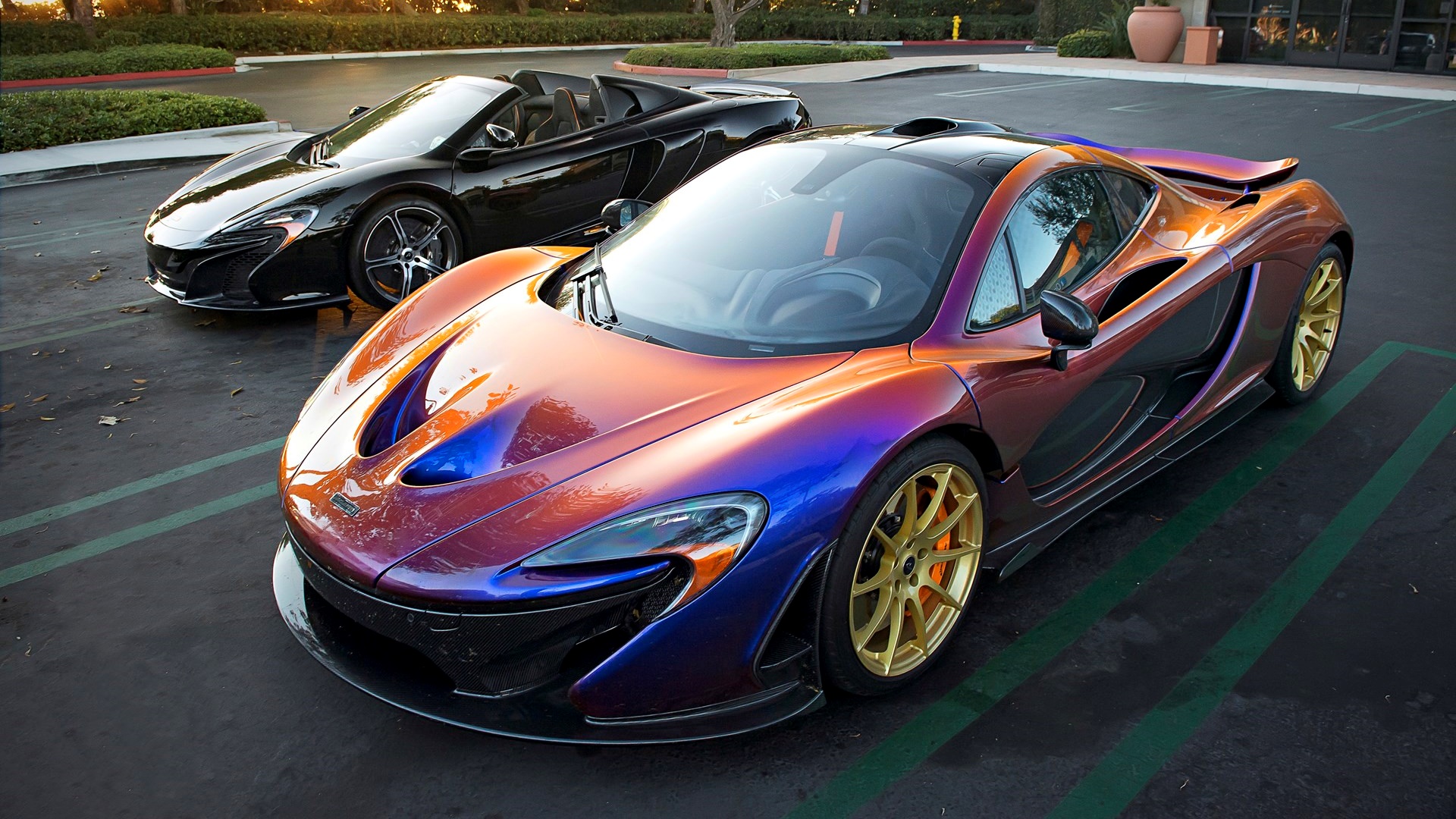 Premium Photo | A McLaren P1 in a dark blue color speeding on a highway at  night generative by Ai