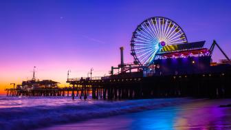 Santa Monica pier at night wallpaper