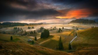 Italian green hills wallpaper