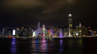 Victoria Harbour by night wallpaper