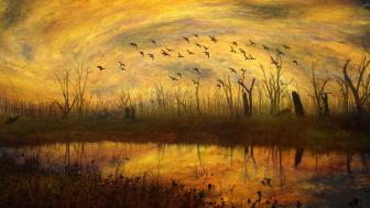 Autumn scenery painting art wallpaper