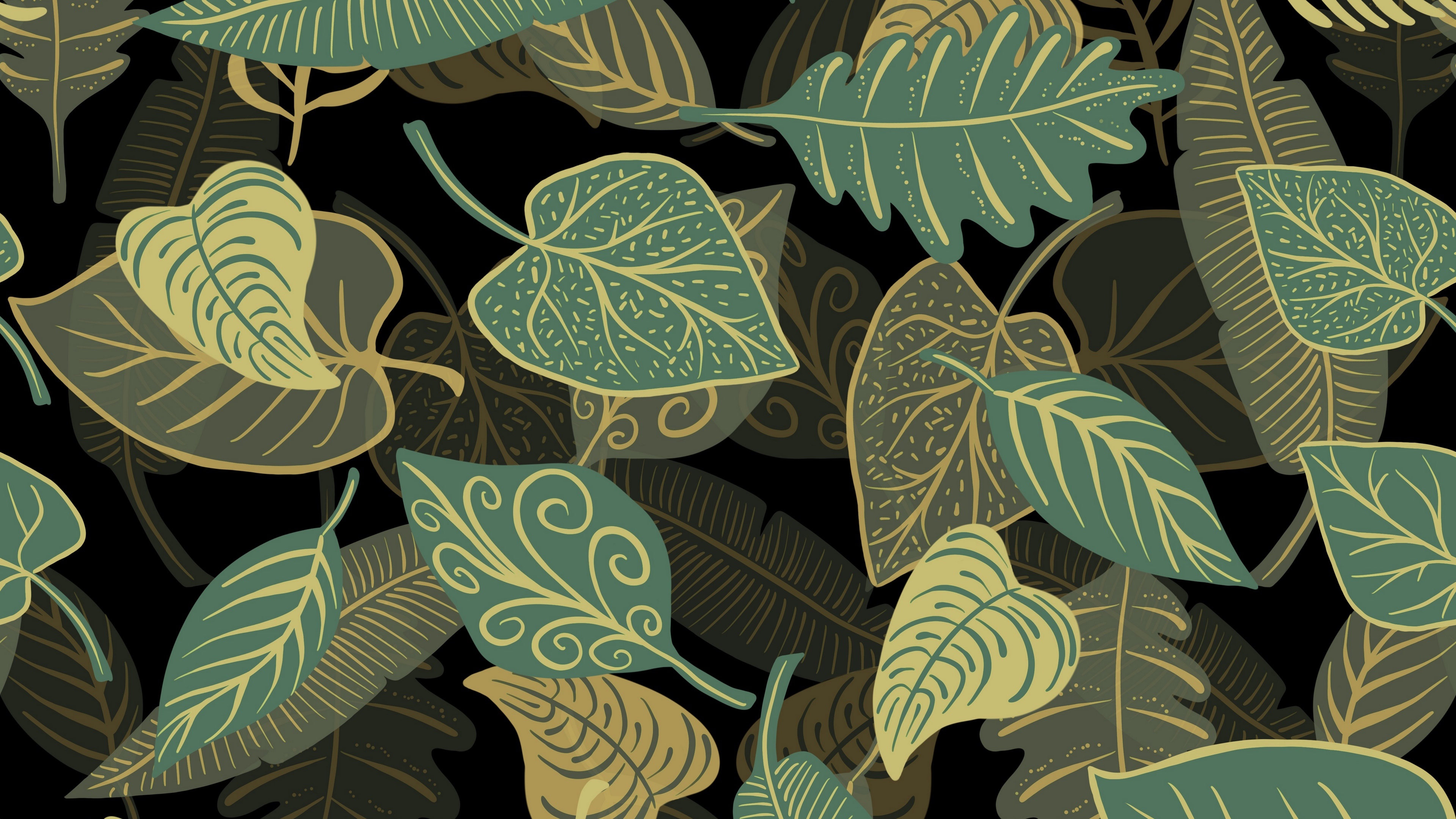 Green leaves pattern wallpaper - backiee