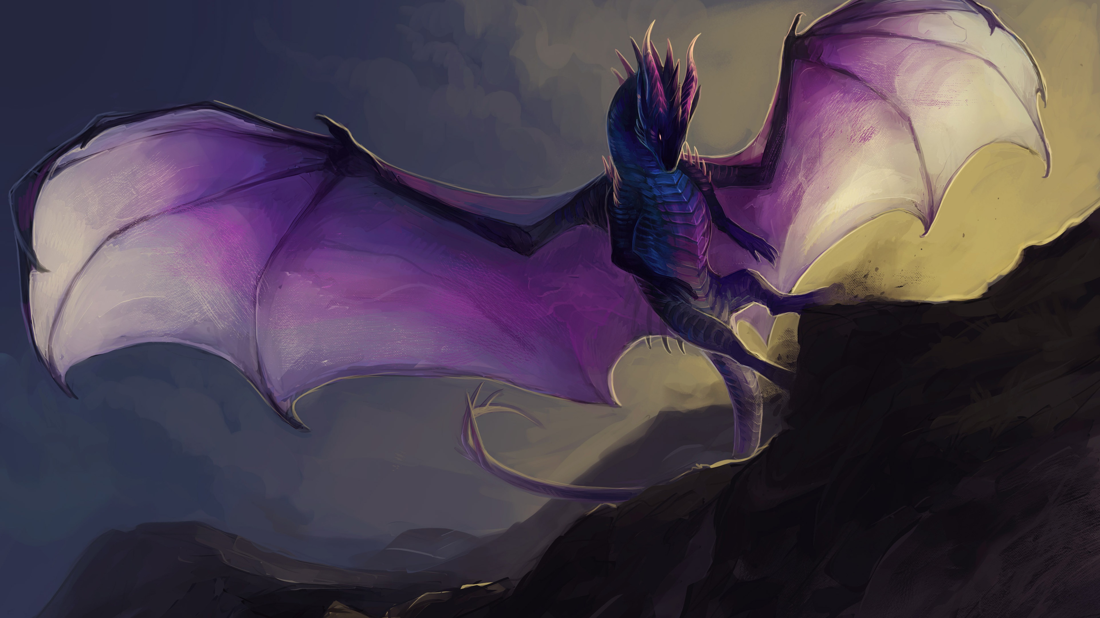 Purple dragon fantasy art - backiee