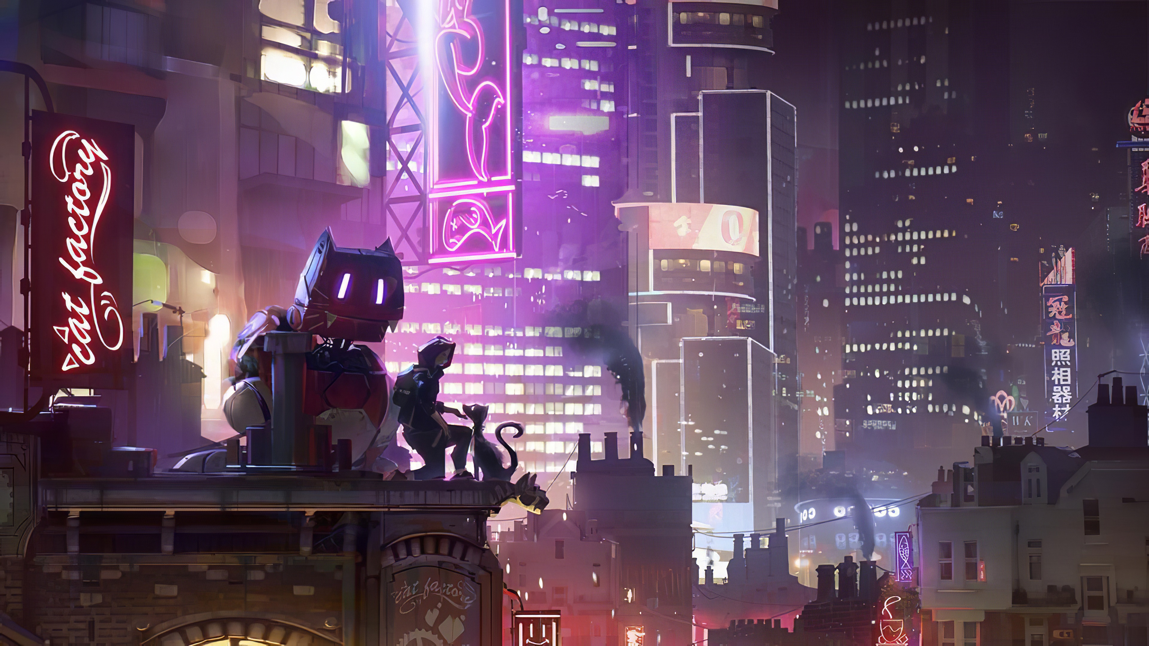 Cat in cyberpunk city [1920x1080] : r/wallpaper