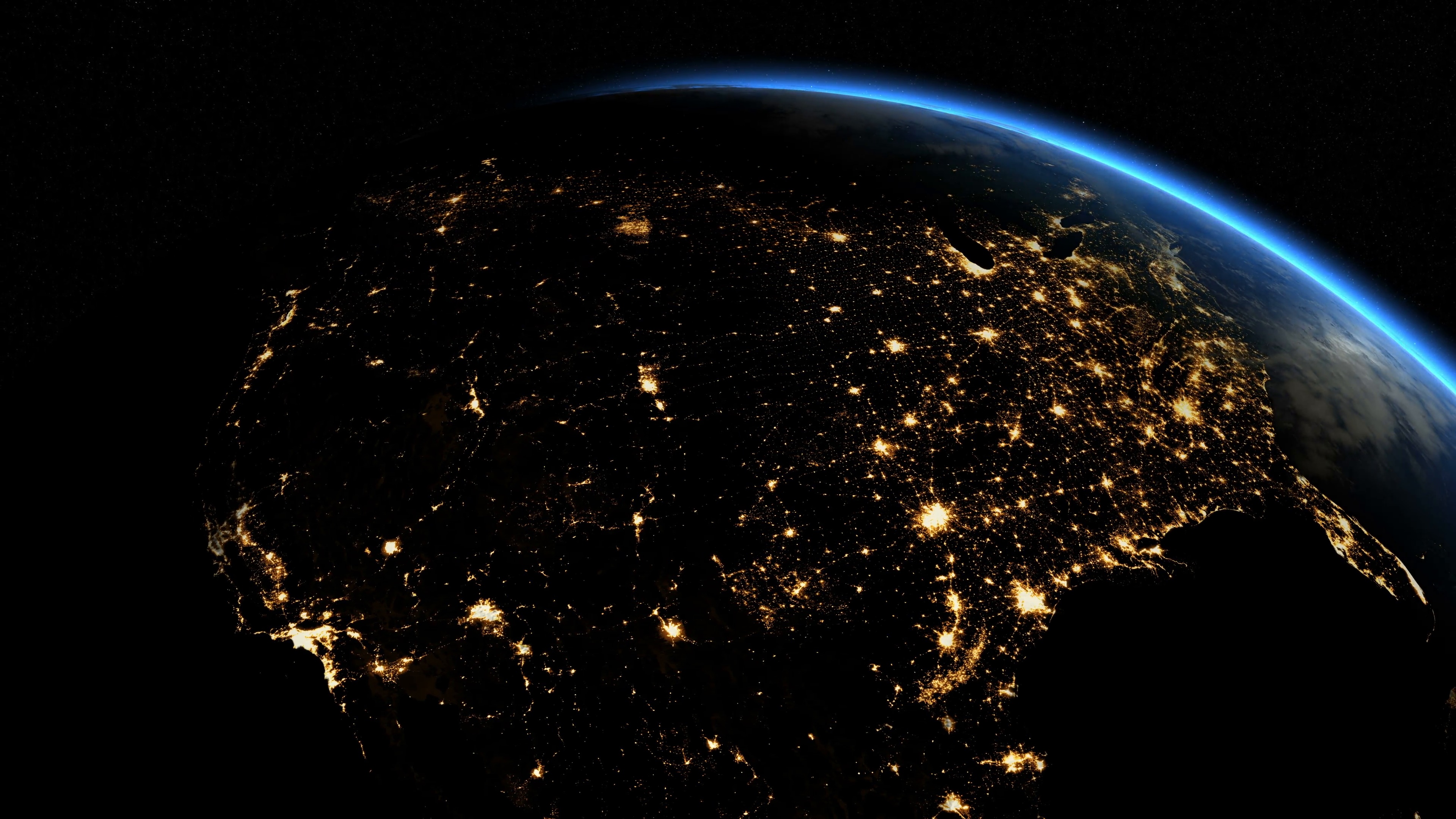 USA City Lights at Night from Space - backiee