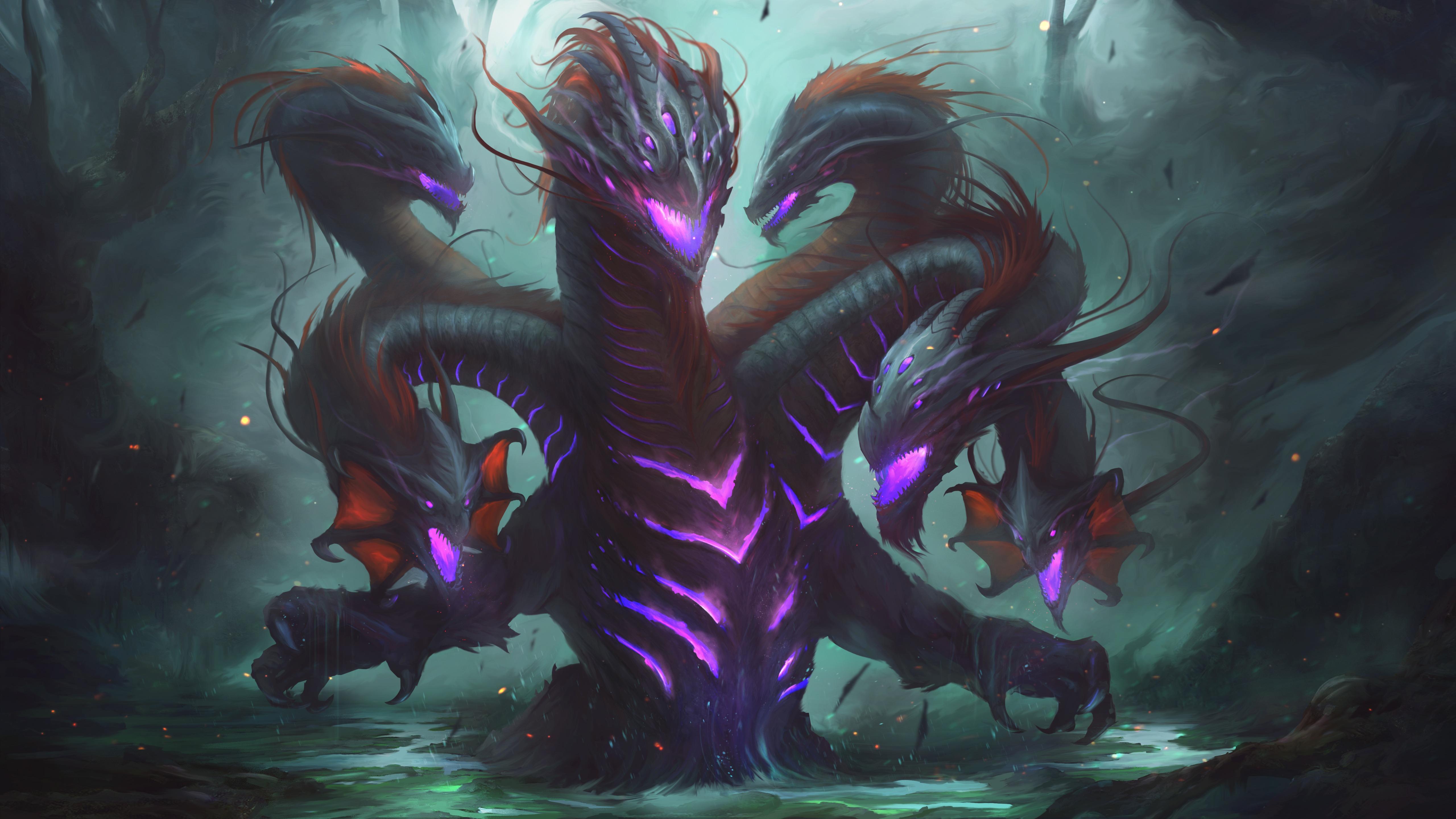 Colorful Monster Dragon Hydra: 4K Artwork Wallpaper - Free Download for PC