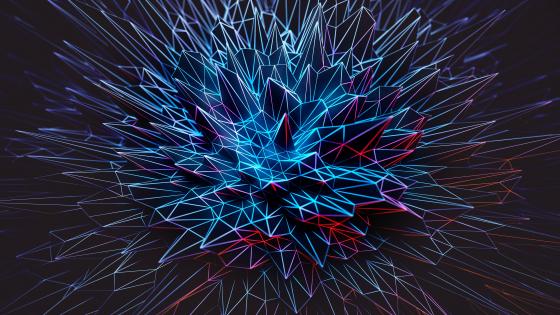 3D blue polygonal spikes digital art wallpaper