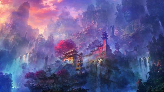 Anime Scenery, japan, girl, japanese, anime, shrine, temple, nature,  scenery, HD wallpaper | Peakpx