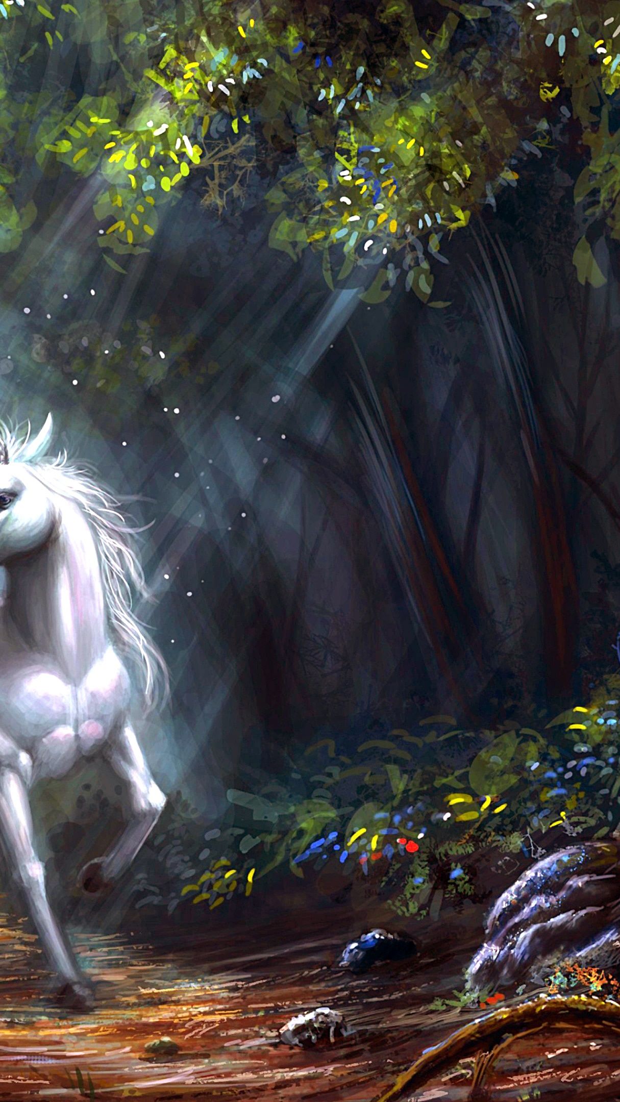  Unicorn  in forest 4K UltraHD wallpaper  backiee