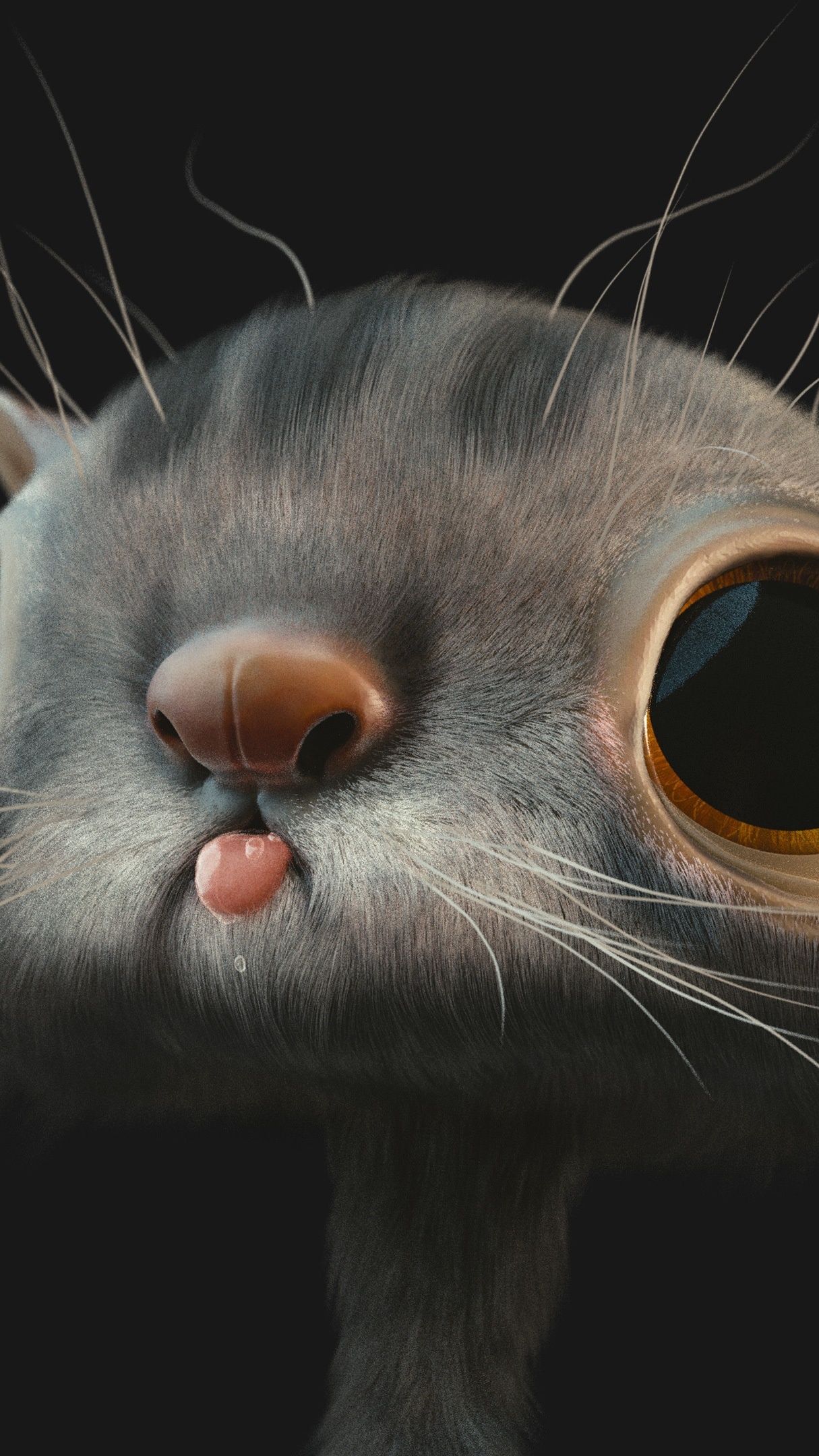 3D cartoon cat with big eyes wallpaper - backiee