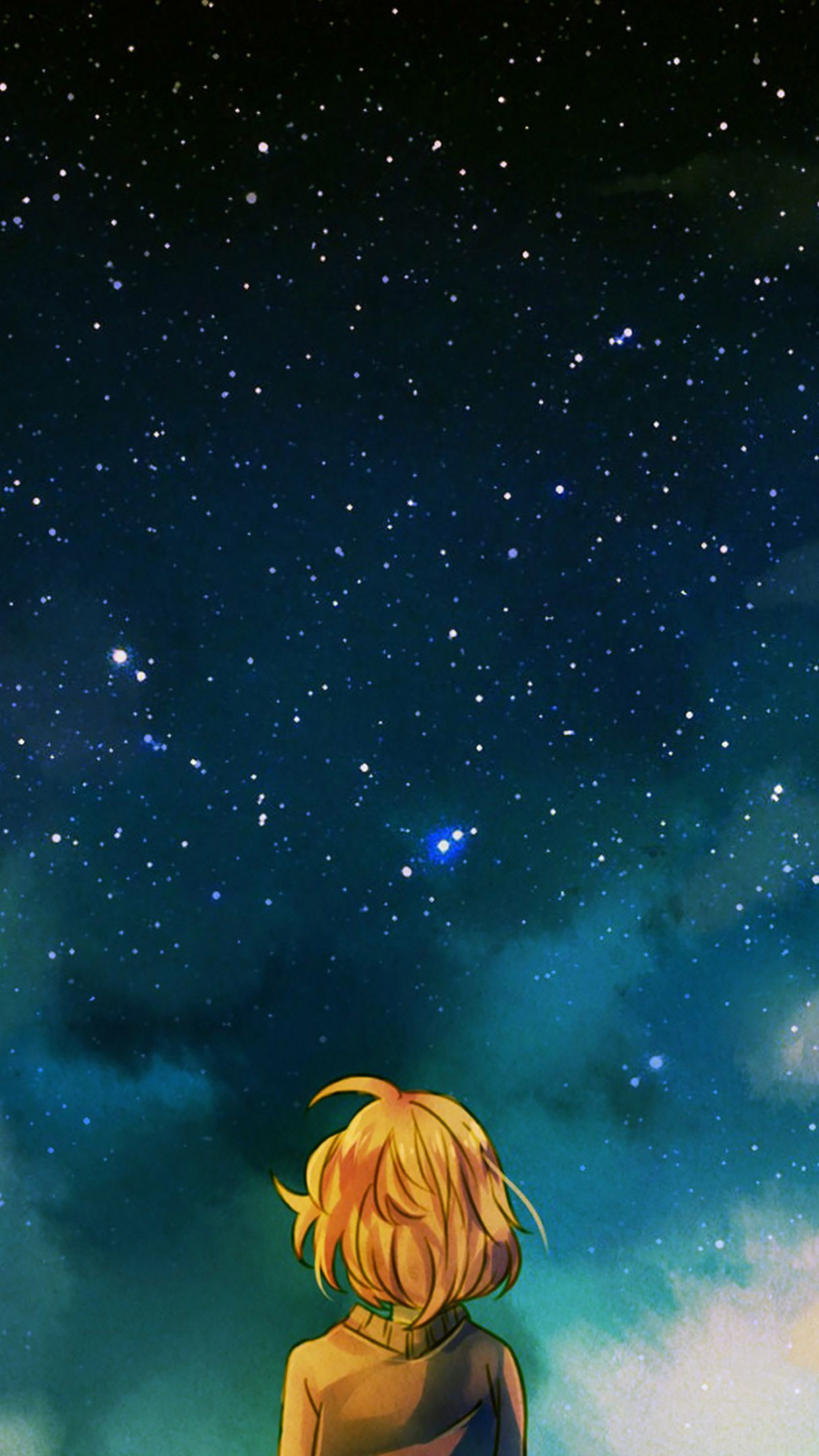 Starry night sky anime illustration wallpaper - backiee