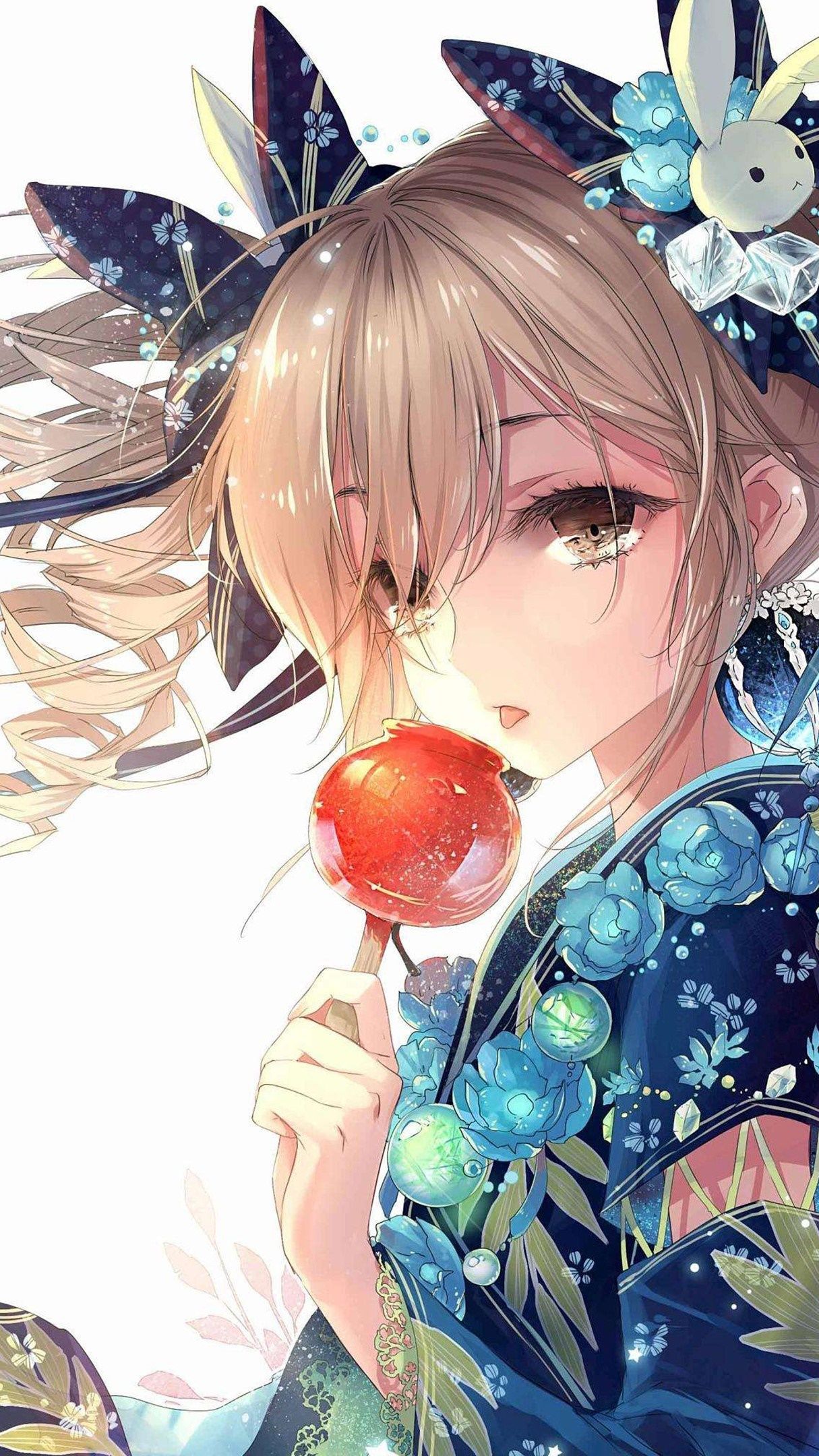 Anime girl in kimono - Japanese Anime art wallpaper - backiee