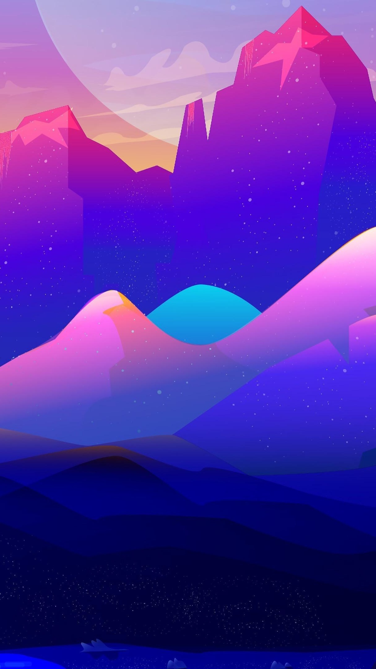 Purple mountains digital illustration - backiee