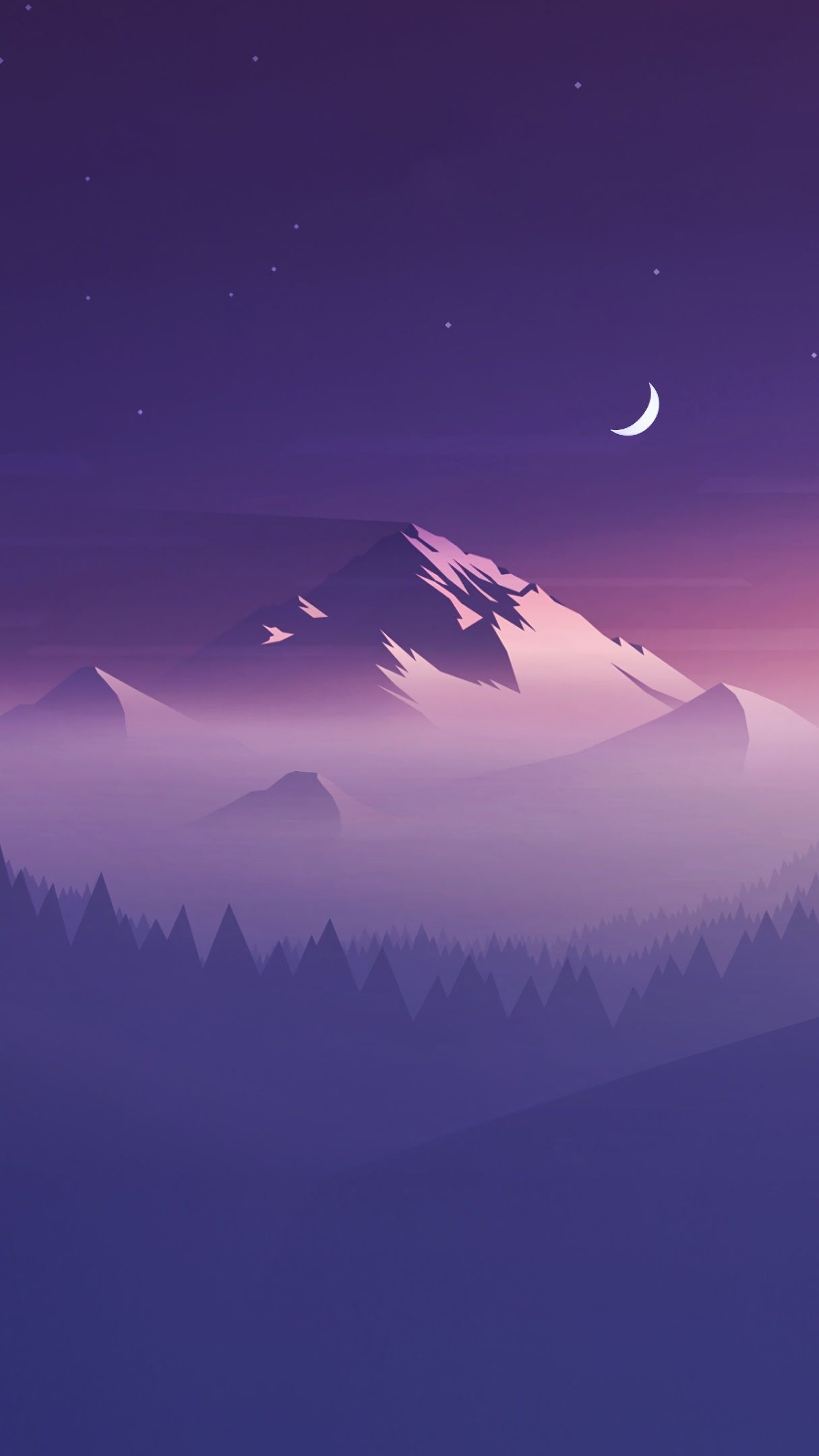 Purple minimal winter night landscape wallpaper - backiee