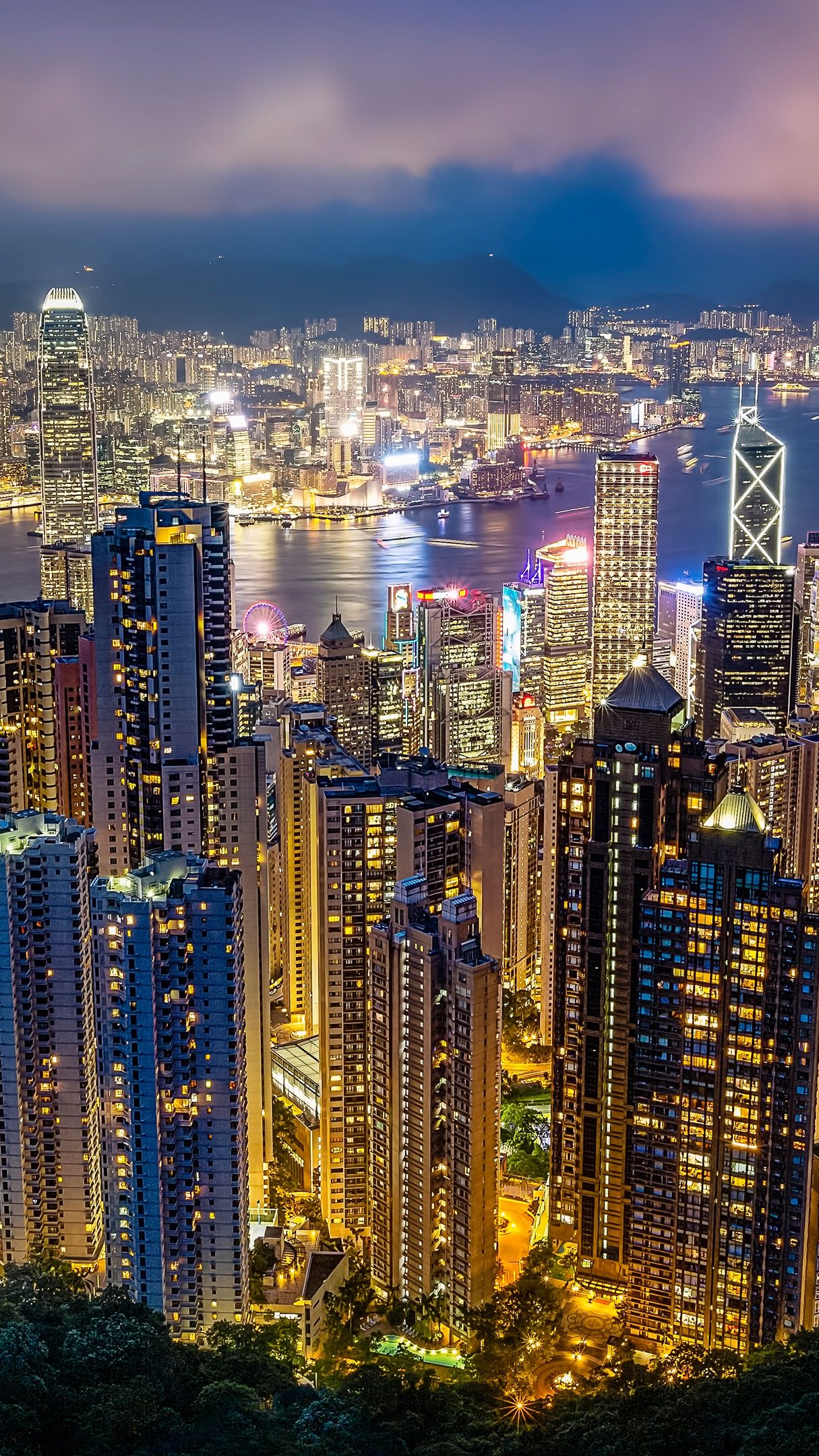 Hong Kong city lights from Victoria Peak wallpaper - backiee
