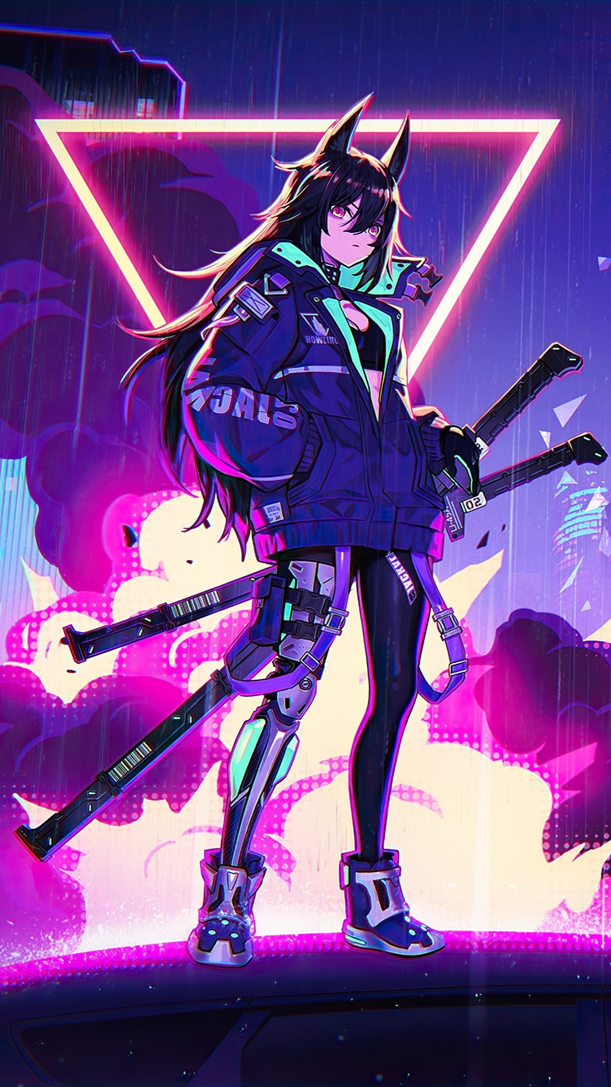 Neon anime girl wallpaper - backiee