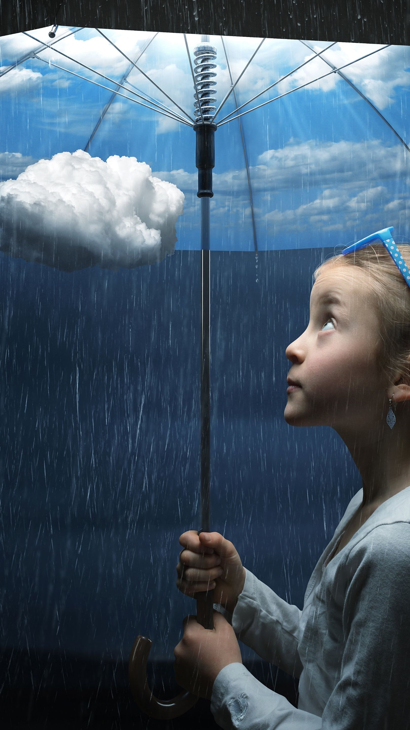 Little girl with umbrella Surrealist Art - backiee
