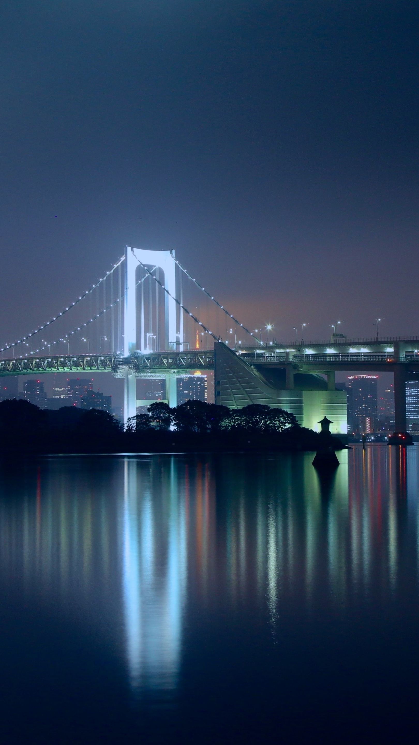 Rainbow Bridge In Tokyo Bay By Night Wallpaper - Backiee