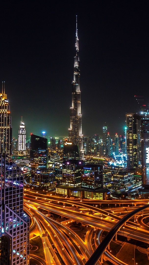 Dubai Skyline With Burj Khalifa At Night - Backiee