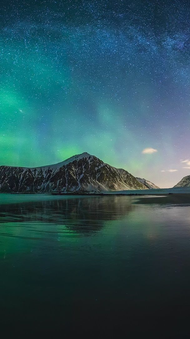 Lofoten aurora borealis and milky way - backiee