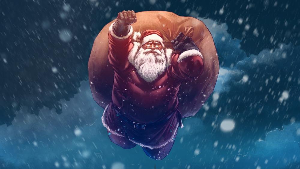 Superhero Santa Claus wallpaper