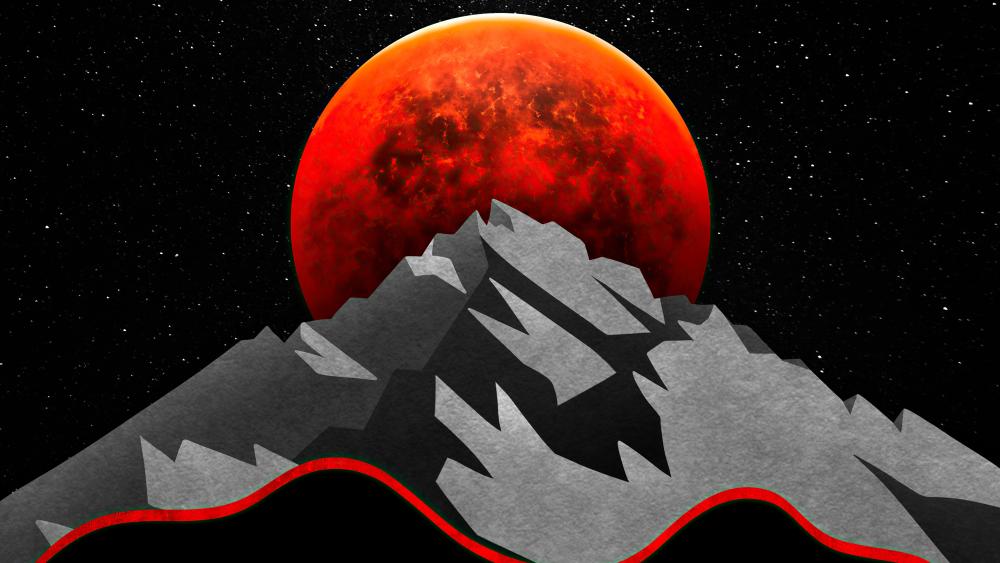 Red moon on the top wallpaper
