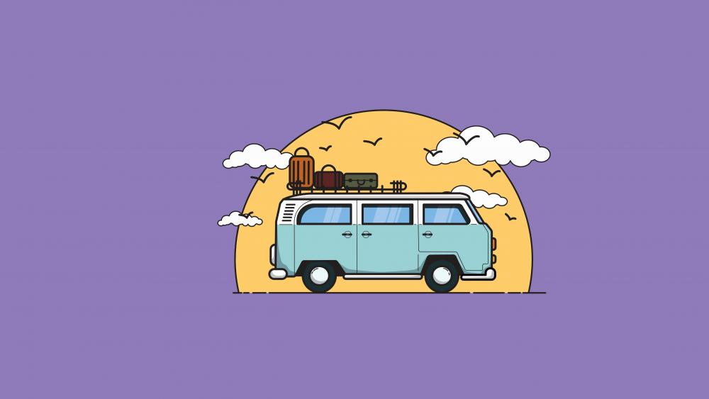 Minimal Volkswagen camper van illustration wallpaper