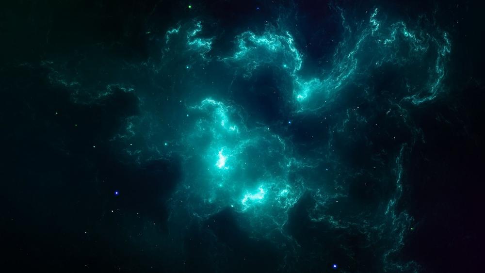 Turquoise space wallpaper