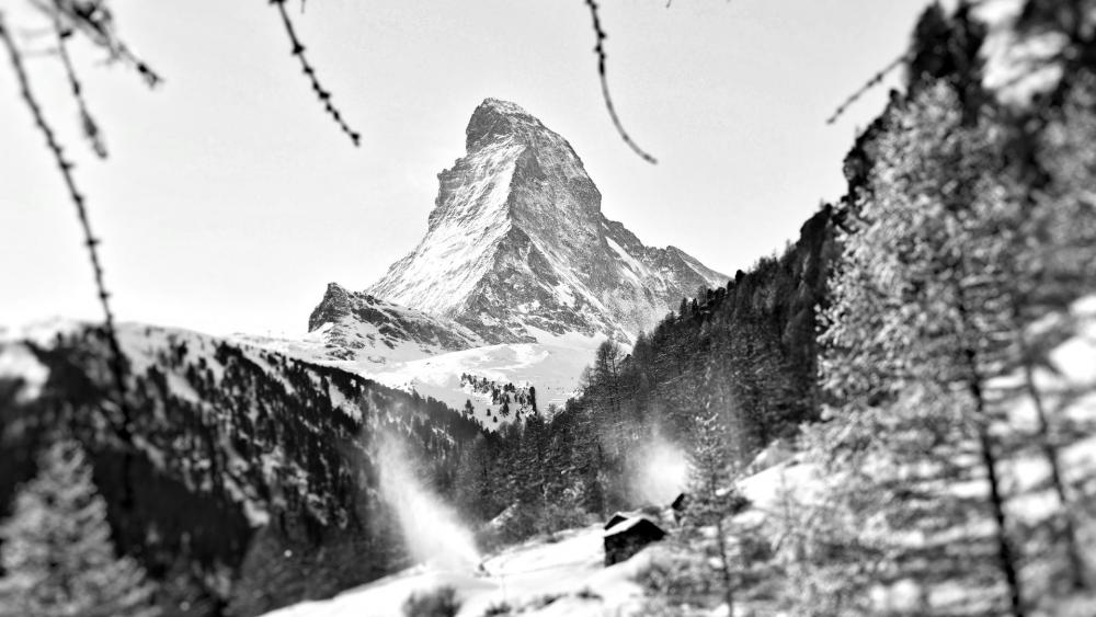 Matterhorn monochrome photography wallpaper