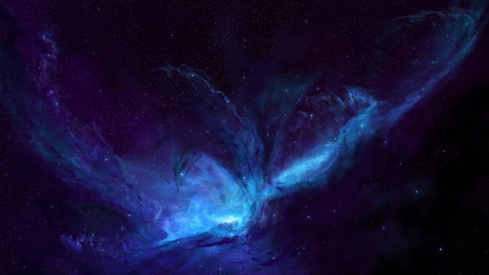 Dark blue nebula wallpaper