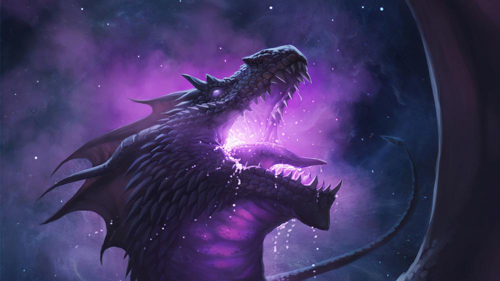 Majestic Purple Dragon in Moonlight wallpaper