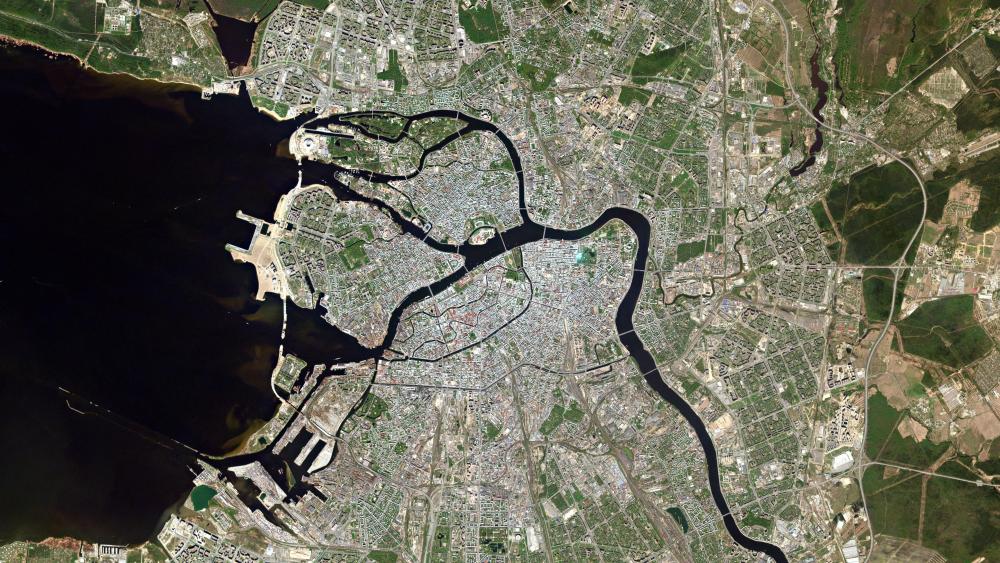 Satellite Image of Saint Petersburg, Russia wallpaper