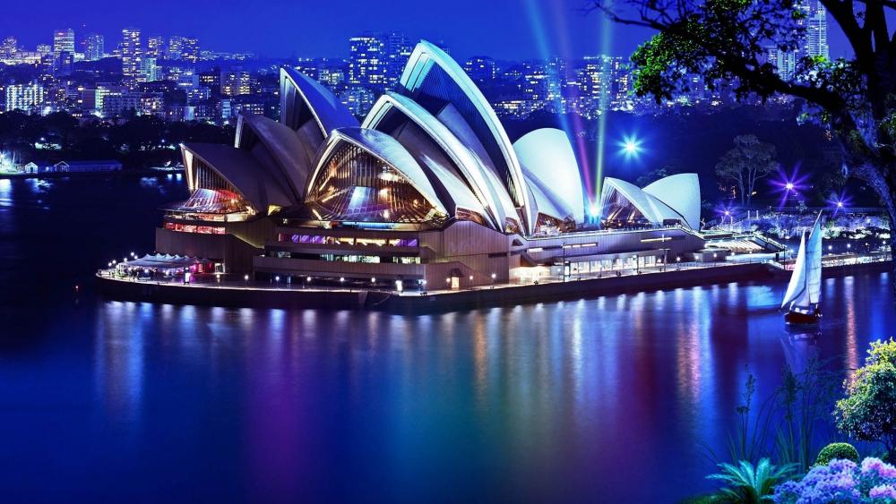 Sydney Opera House by night wallpaper