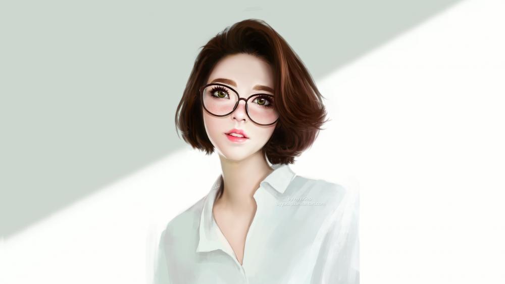 anime girl with glasses wallpaper