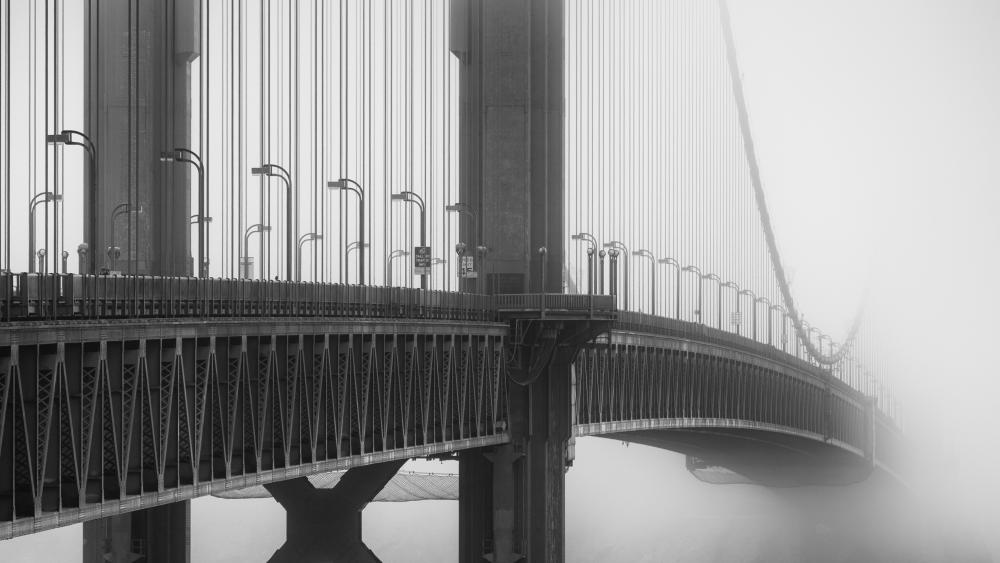 Golden Gate Bridge black and white photo wallpaper