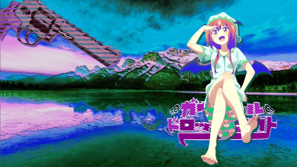 Anime Style Girl in Vaporwave Wallpaper by patrika