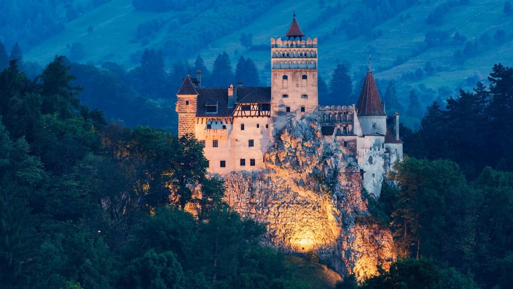 Dracula's Castle In The Forest By Night wallpaper