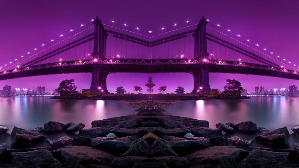 Manhattan Bridge reflected vertically wallpaper