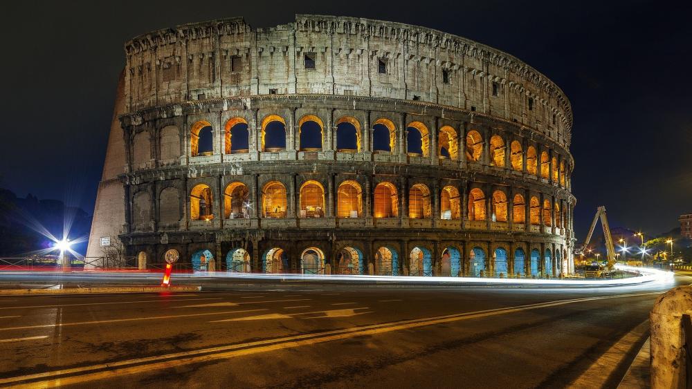 Colosseum by night wallpaper